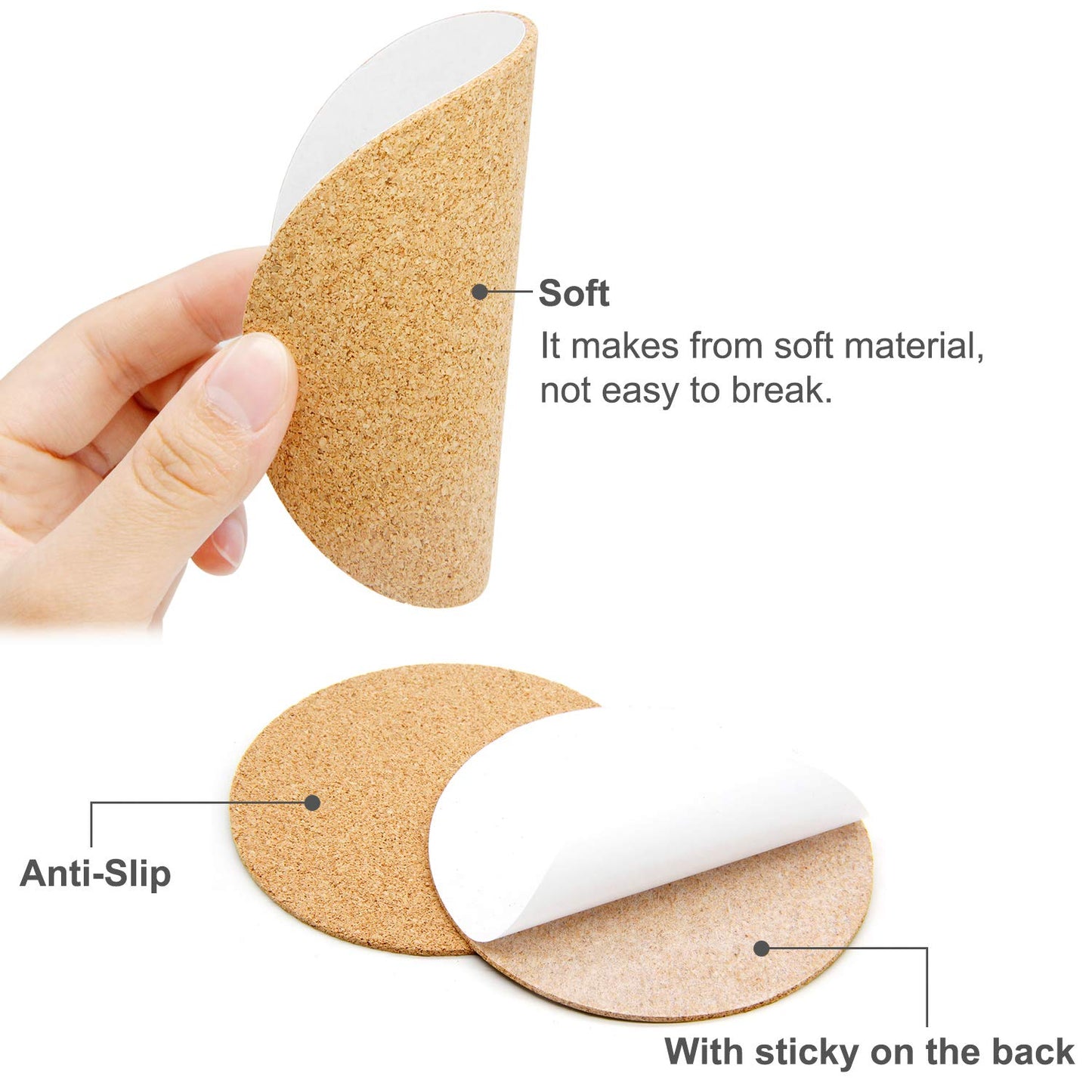 100pcs 4 inch 2mm Round Self Adhesive Circle Cork Sheets Tiles Cork Mat Cork  Coaster with Strong Adhesive Backed